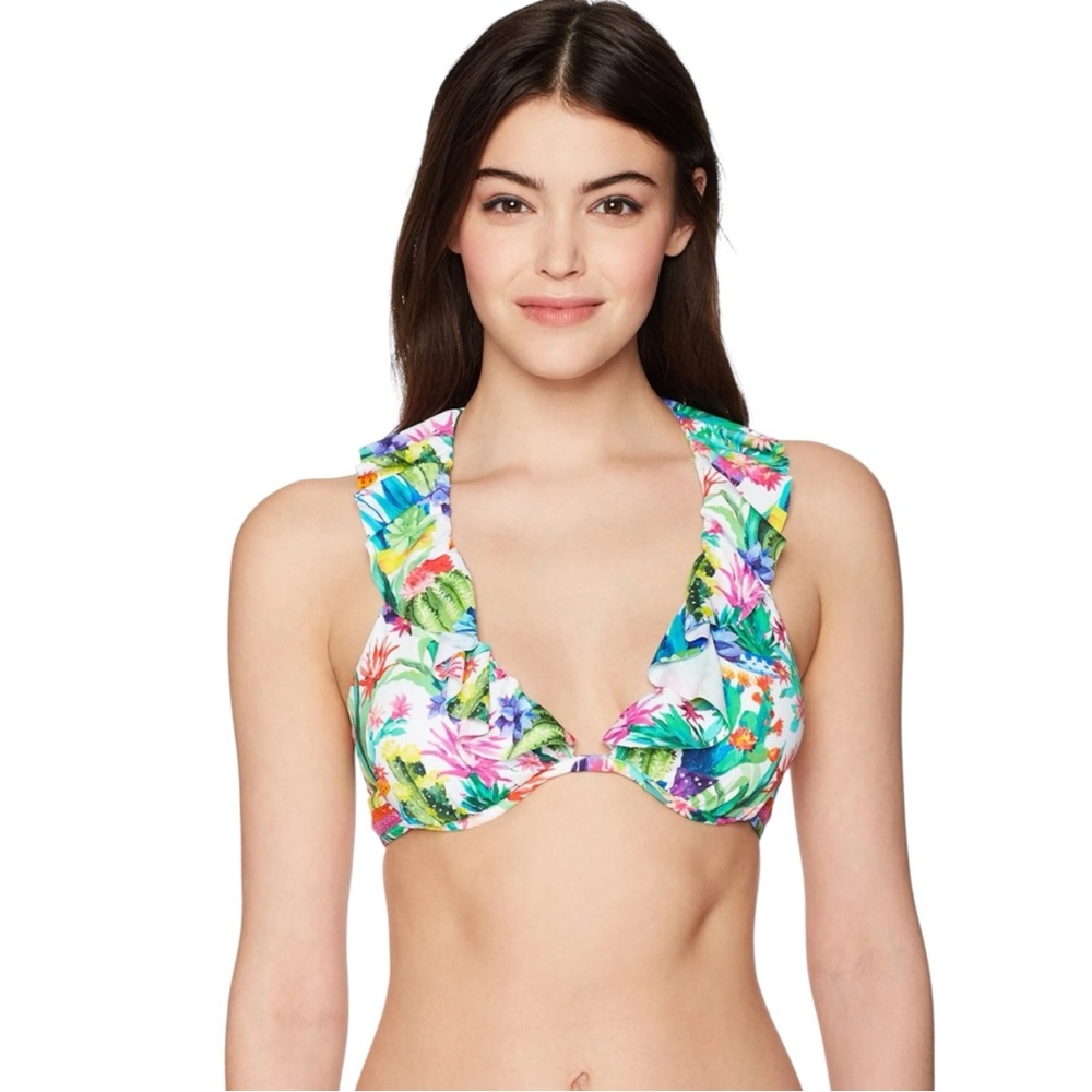Nanette Lepore Cactus Heartbreaker Ruffle Bikini Top - Picture 11 of 11